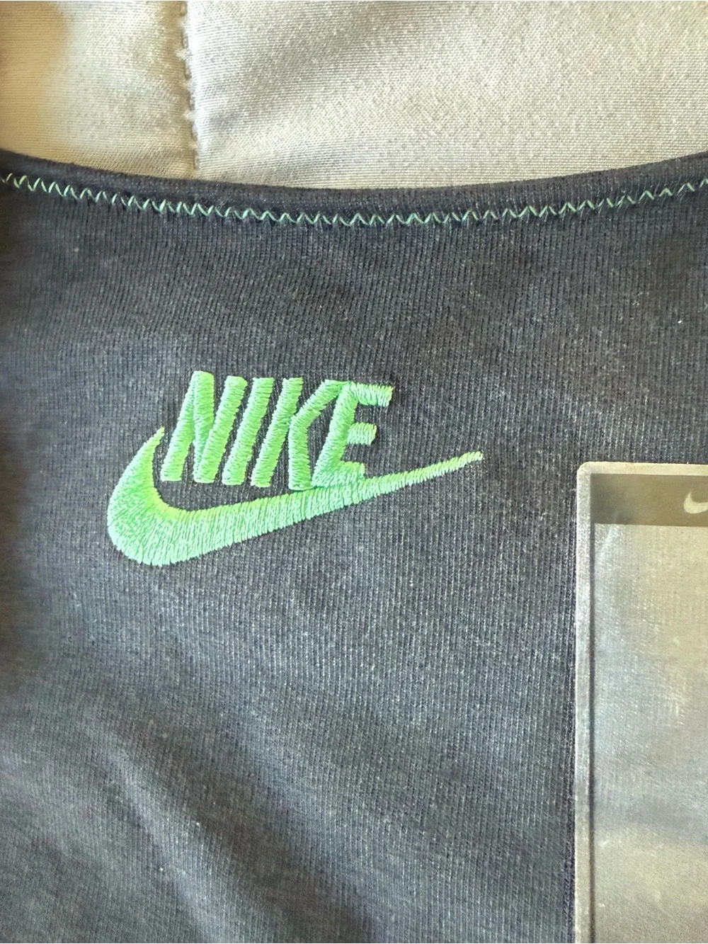 Nike Black Tee with Neon Green Embroidered Swoosh